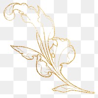 Gold ornament png sticker, classy aesthetic design, transparent background