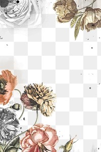Vintage flower frame png, aesthetic Ephemera style scrapbook collage sticker and cut out on transparent background