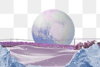 Moon outer space png landscape collage sticker, aesthetic design, transparent background