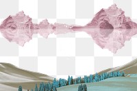 Surreal landscape png frame, digital collage design, transparent background