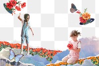 Surreal landscape png collage sticker, aesthetic kid and world design, transparent background