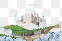 Png utopia collage sticker, futurism design, transparent background