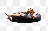 Png bathing woman sticker, transparent background