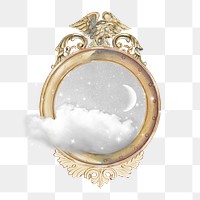 Golden mirror png surreal sticker, transparent background