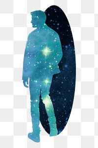 Png aesthetic holographic man sticker, transparent background