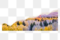 Torn paper png sticker, autumn forest, transparent background