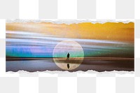 Sunset png sticker, torn paper design on transparent background