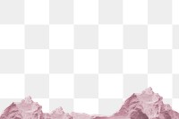 Png pink rock mountain sticker, nature design, transparent background