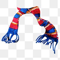 Blue & red scarf png illustration on transparent background