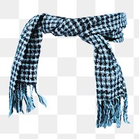 Blue checked scarf png illustration on transparent background