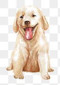 Golden retriever puppy png illustration on transparent background in watercolor