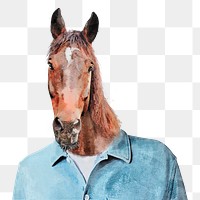 Horse man png sticker, watercolor illustration, transparent background