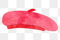Pink beret png sticker, watercolor illustration, transparent background