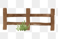 Wooden fence png sticker, watercolor illustration, transparent background