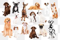 Dog png stickers, watercolor illustration set, transparent background