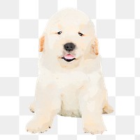 Cute puppy png sticker, watercolor illustration, transparent background