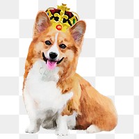 King dog png sticker, watercolor illustration, transparent background