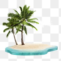 Beach png sticker, 3D design on transparent background