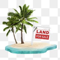 Land for sale png sticker, beach on transparent background