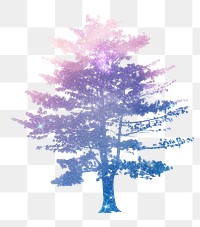 Aesthetic holographic png tree sticker, design on transparent background