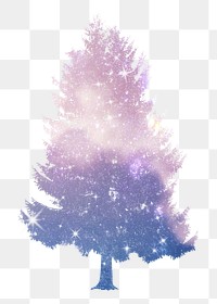 Aesthetic holographic png tree sticker on transparent background