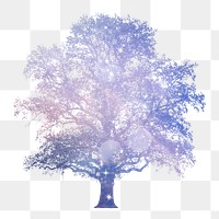 Tree png sticker, aesthetic holographic on transparent background