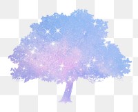 Png aesthetic holographic tree sticker on transparent background