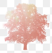 Png aesthetic holographic tree sticker on transparent background