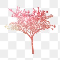 Png aesthetic holographic tree sticker on transparent background