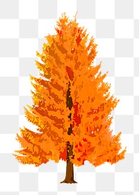 Tree png clipart, autumn watercolor illustration on transparent background