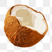 Coconut png sticker, fruit illustration on transparent background