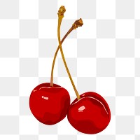 Red cherry png sticker, fruit illustration on transparent background