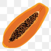 Papaya png sticker, fruit illustration on transparent background