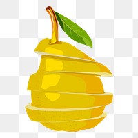 Sliced pear png sticker, fruit illustration on transparent background