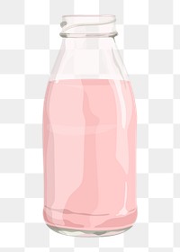 Strawberry milk png sticker, drink illustration on transparent background