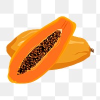 Papaya png sticker, fruit illustration on transparent background