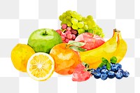 Watercolor fruits png sticker, aesthetic still life on transparent background