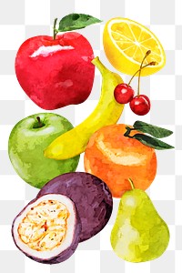 Colorful fruits png collage element, healthy food