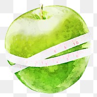 Green apple png clipart, diet fruit drawing on transparent background