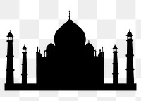 Taj Mahal png silhouette, India's historical landmark, transparent background