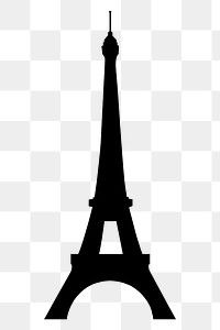 Eiffel Tower png silhouette, popular tourist attraction in Paris, transparent background
