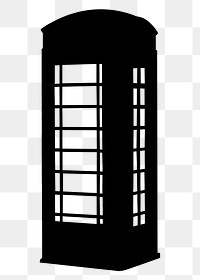 Telephone box png silhouette, public phone service, transparent background