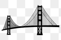 Golden Gate Bridge png silhouette clipart on transparent background