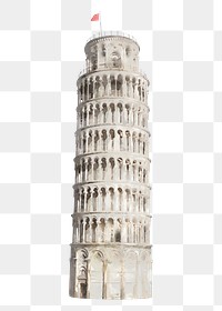 Leaning Tower png watercolor sticker, Italian architecture, transparent background