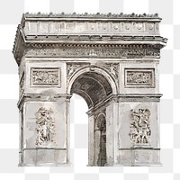 Arc de Triomphe png watercolor clipart, Paris historical landmark, transparent background