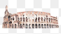 Colosseum watercolor png sticker, Italy's historical landmark, transparent background