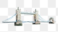 Tower Bridge png watercolor illustration, London's famous architecture, transparent background