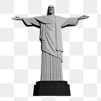 Christ the Redeemer png vectorize illustration, 7 wonders of the world, transparent background