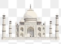 Taj Mahal png aesthetic sticker, architecture vectorize illustration, transparent background