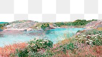 Pond nature png border, collage element in transparent background, remixed from Childe Hassam’s artwork